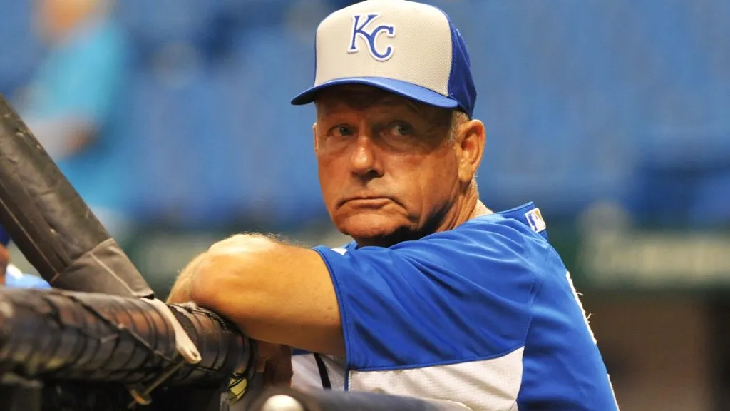 Hitting coach George Brett of the Kansas City Royals watches batting practice before play against the Tampa Bay Rays June 13, 2013. (Source: Al Messerschmidt/Getty Images)