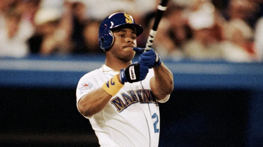 Ken Griffey Jr. #24 of the Seattle Mariners bats during the1991 All-Star Game at the Toronto Sky Dome on July 9, 1991. (Source: Rick Stewart/Getty Images)
