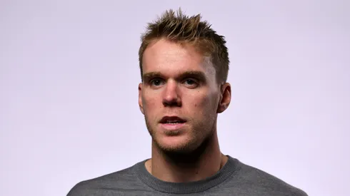 Connor McDavid of the Edmonton Oilers is interviewed during the 2022 NHL player media tour at Encore Las Vegas on September 16, 2022 in Las Vegas, Nevada.