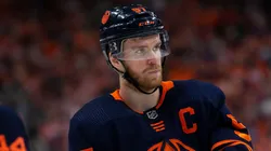 Connor McDavid #97 of the Edmonton Oilers against the Calgary Flames.