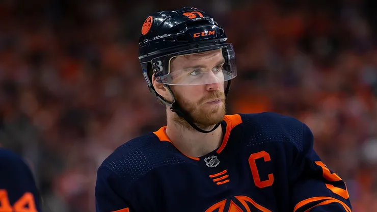 Connor McDavid #97 of the Edmonton Oilers against the Calgary Flames.