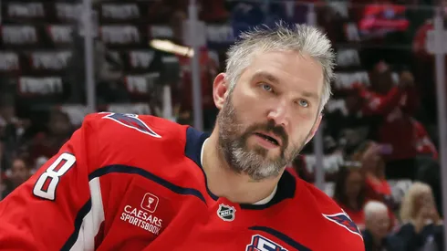 Alex Ovechkin #8 of the Washington Capitals at Capital One Arena on May 15, 2025 in Washington, DC.