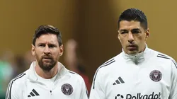Lionel Messi #10 and Luis Suarez #9 of Inter Miami CF look on.