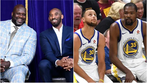 Shaquille O'Neal with Kobe Bryant and Stephen Curry with Kevin Durant