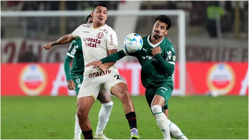 Lucas Evangelista of Palmeiras and Alex Valera of Universitario – Raul Sifuentes/Getty Images