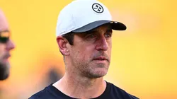Aaron Rodgers of the Pittsburgh Steelers looks on prior to the NFL Preseason.