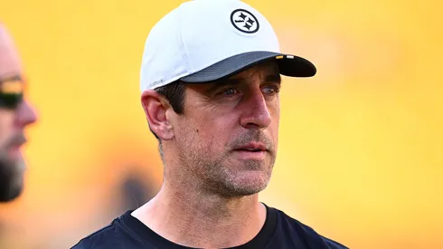 Aaron Rodgers of the Pittsburgh Steelers looks on prior to the NFL Preseason.