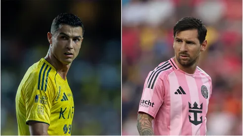 L-R: Cristiano Ronaldo of Al Nassr and Lionel Messi of Inter Miami