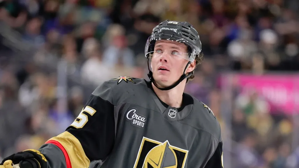 Victor Olofsson skates during a home game for the Vegas Golden Knights at T-Mobile Arena in Las Vegas, Nevada.