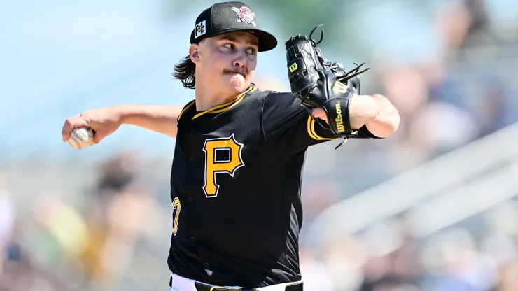 Bubba Chandler #57 of the Pittsburgh Pirates delivers a pitch to the Minnesota Twins in the fifth inning during a Grapefruit League spring training game at LECOM Park on February 23, 2025.