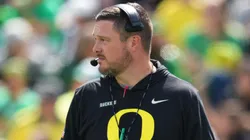 HC Dan Lanning of the Oregon Ducks looks on during the Oregon spring game.