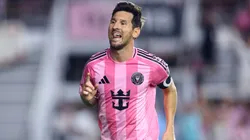 Lionel Messi celebrates after scoring.