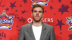 Connor Mcdavid #97 of the Edmonton Oilers in the 2024 NHL All-Star Thursday at Scotiabank Arena.