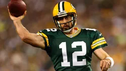 Aaron Rodgers #12 of the Green Bay Packers throws a pass in the first quarter against the Seattle Seahawks during their game at Lambeau Field on September 20, 2015.