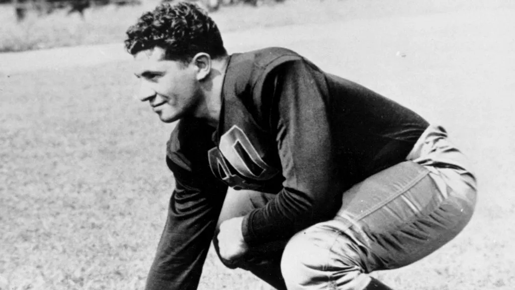 Pro Football Hall of Fame head coach of the Green Bay Packers Vince Lombardi poses here as a student at Fordham University circa the mid-1930s. (Source: Fordham University/Getty Images)