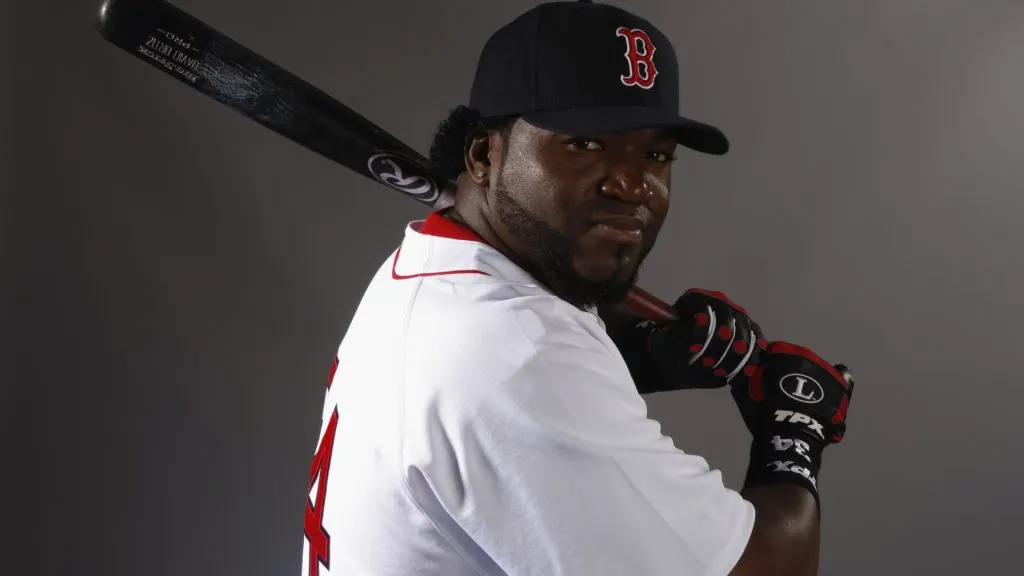 David Ortiz of the Boston Red Sox poses during photo day at the Red Sox spring training complex on February 24, 2008. (Source: Nick Laham/Getty Images)