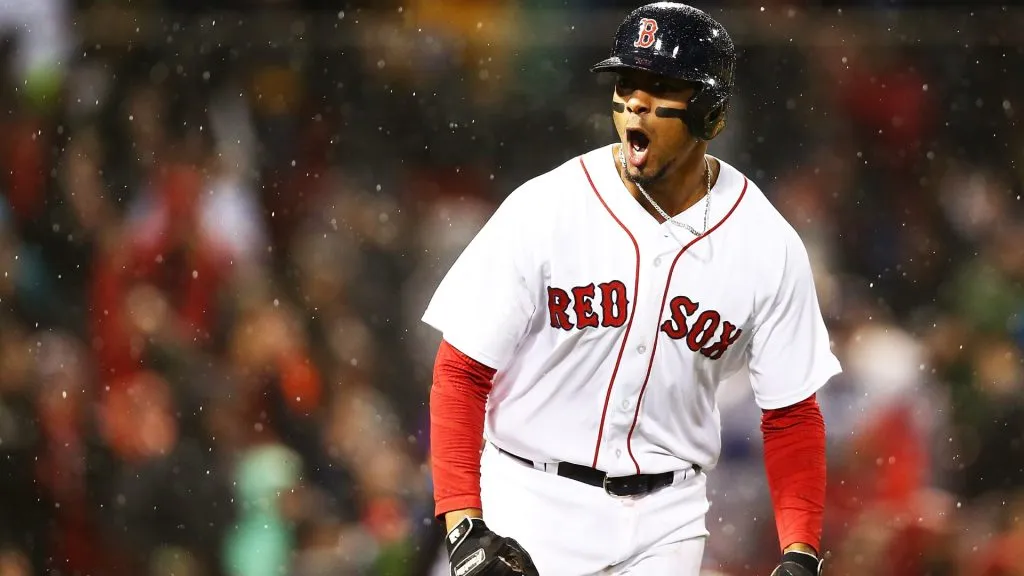 Xander Bogaerts reacts as he rounds the bases after hitting a grand slam in the third inning of a game against the Kansas City Royals at Fenway Park on April 30, 2018. (Source: Adam Glanzman/Getty Images)