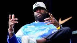 LeBron James speaks onstage during Fanatics Fest NYC 2025.