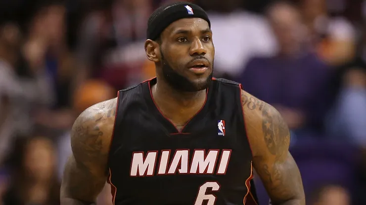 LeBron James #6 of the Miami Heat during the NBA game.