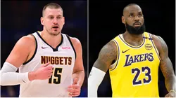 Nikola Jokic of the Denver Nuggets and LeBron James of the Los Angeles Lakers