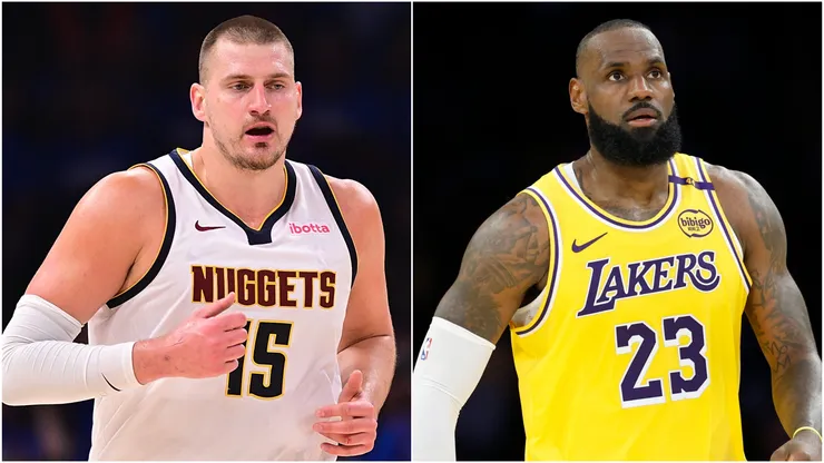 Nikola Jokic of the Denver Nuggets and LeBron James of the Los Angeles Lakers
