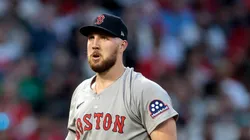 Garrett Crochet walks to the dugout after the 3rd out vs the Angels on June 24, 2025 in Anaheim, California.