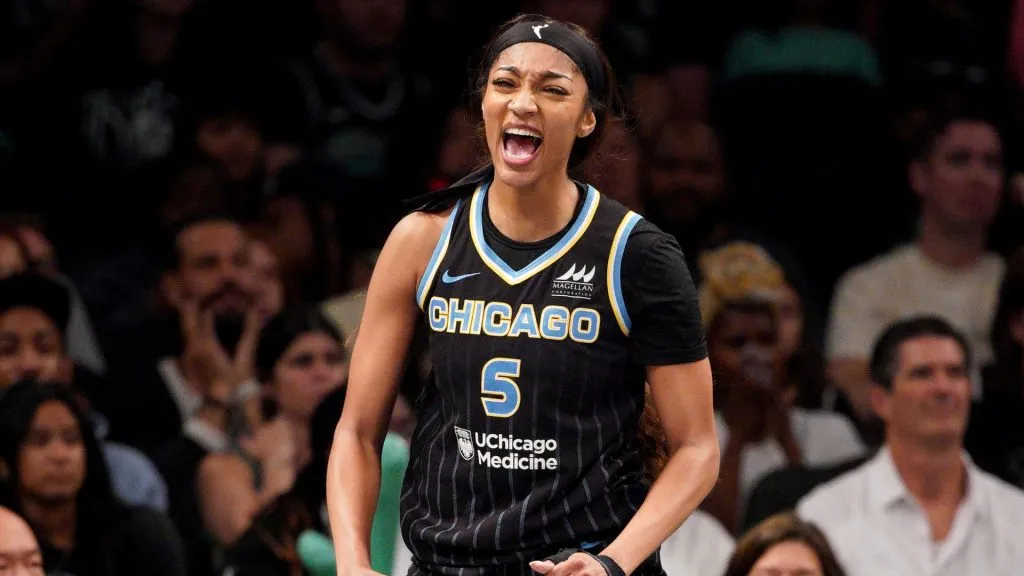 Angel Reese celebrating Chicago Sky