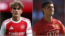 Max Dowman of Arsenal and Cristiano Ronaldo during his early days with Manchester United.