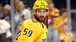 Roman Josi #59 of the Nashville Predators skates prior to the game against the Ottawa Senators.