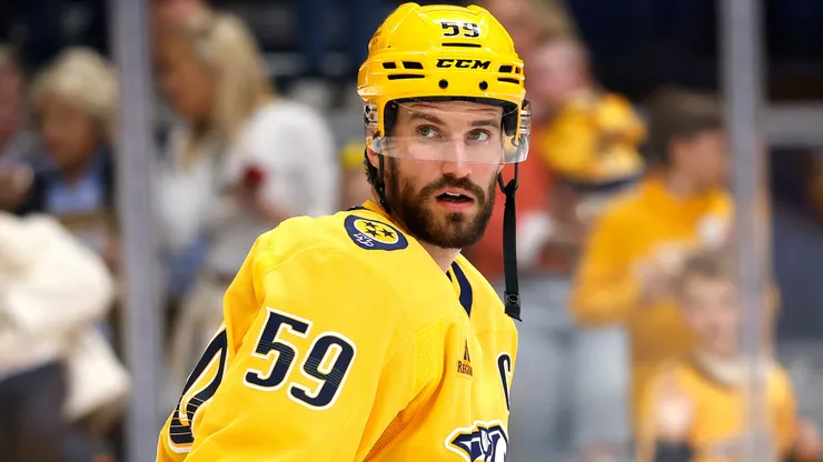 Roman Josi #59 of the Nashville Predators skates prior to the game against the Ottawa Senators.