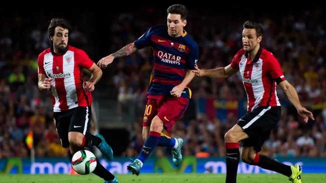 Lionel Messi during the 2015 Super Cup with Barcelona against Athletic Club. (Alex Caparros/Getty Images)