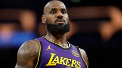 LeBron James #23 of the Los Angeles Lakers during an NBA game.