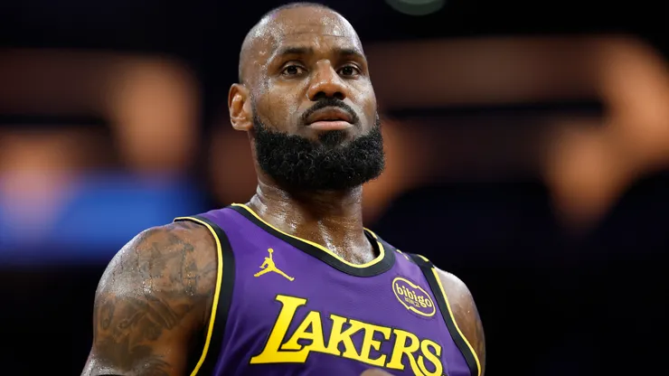 LeBron James #23 of the Los Angeles Lakers during an NBA game.