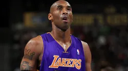 Kobe Bryant #24 of the Los Angeles Lakers takes a free throw against the Denver Nuggets.