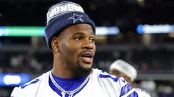 Micah Parsons #11 of the Dallas Cowboys stands on the field.