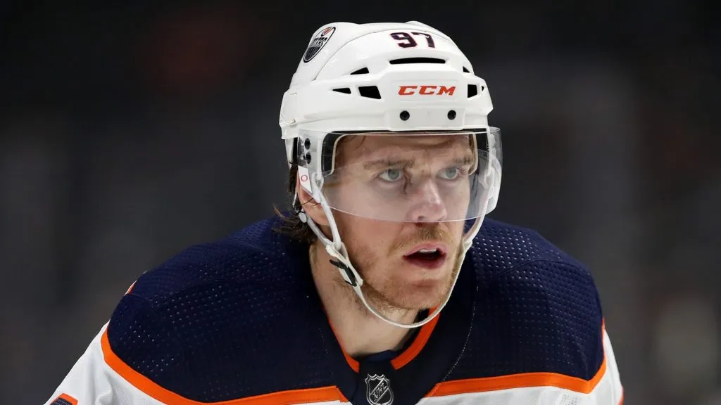 Connor McDavid looks on during a game