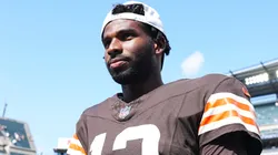 Shedeur Sanders #12 of the Cleveland Browns looks on after the NFL Preseason 2025 game against the Philadelphia Eagles.