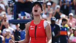 Alexandra Eala of the Philippines celebrates match point against Clara Tauson of Denmark.