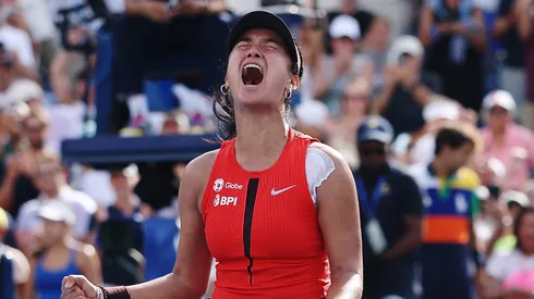 Alexandra Eala of the Philippines celebrates match point against Clara Tauson of Denmark.