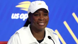 Venus Williams fields questions during a press conference.