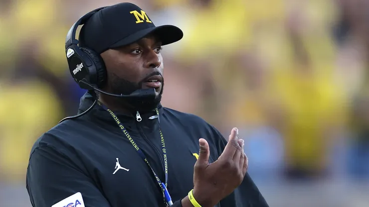 Head coach Sherrone Moore of the Michigan Wolverines.