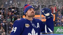 Auston Matthews #34 of the Toronto Maple Leafs during 2024 NHL All-Star at Scotiabank Arena.