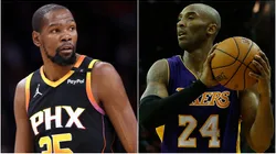 Kevin Durant #35 of the Phoenix Suns and Kobe Bryant #24 of the Los Angeles Lakers.