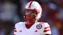 Dylan Raiola #15 of the Nebraska Cornhuskers against the USC Trojans on November 16, 2024 in Los Angeles, California.