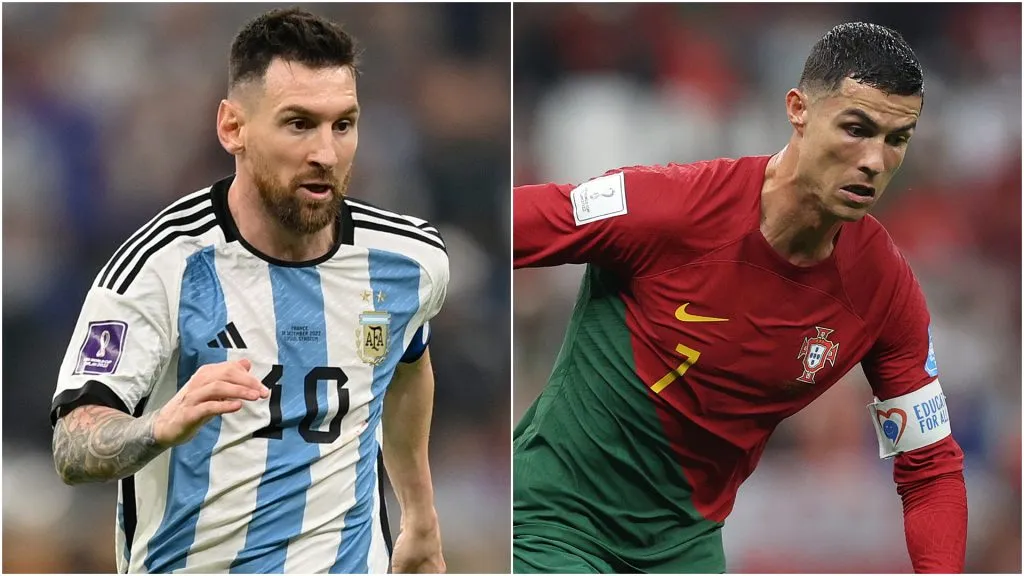 Lionel Messi and Cristiano Ronaldo playing the FIFA World Cup 2022