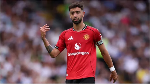 Bruno Fernandes of Manchester United reacts during a game.