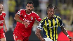 Archie Brown of Fenerbahce is challenged by Vangelis Pavlidis of Benfica