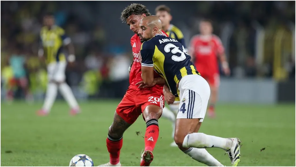 Richard Rios of Benfica battles for the ball with Sofyan Amrabat of Fenerbahce – Ahmad Mora/Getty Images