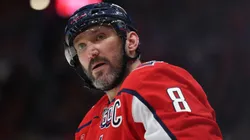 Alex Ovechkin #8 of the Washington Capitals skates against the Florida Panthers.