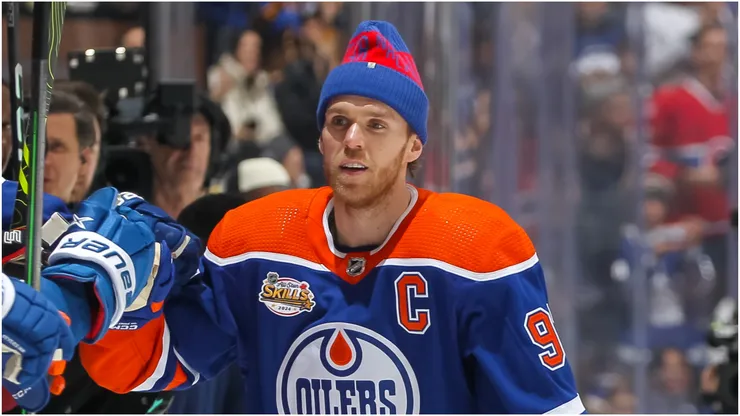 Connor Mcdavid #97 of the Edmonton Oilers at Scotiabank Arena on February 02, 2024 in Toronto, Ontario.